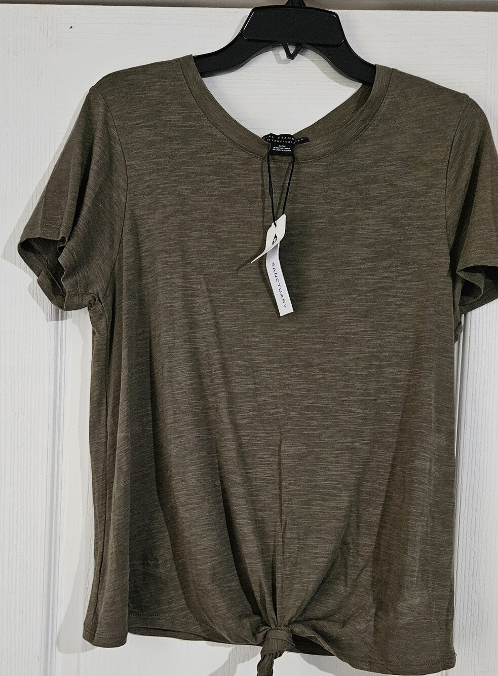 Sanctuary Olive Tie-Hem Short Sleeve Tee